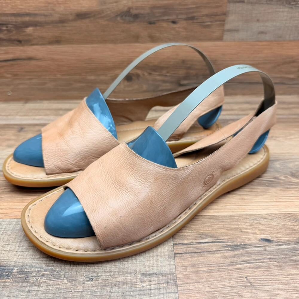 Born Women’s Size 8M Tan Leather Open Toe Slingback Flat Sandals